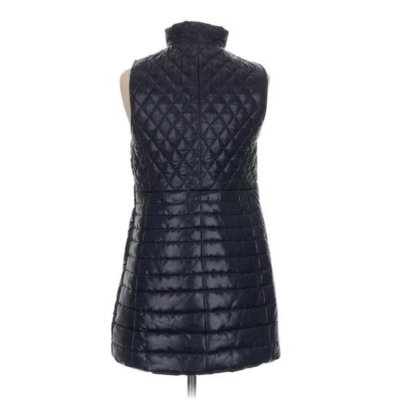 Talbots Long PrimaLoft Filled Puffer Vest Womens Large Navy Blue Full Zip New * - Picture 4 of 12